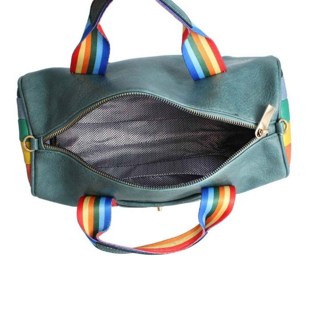 Blue Rainbow Strap Barrel Handbag - Picture 3 of 3